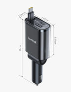 Car Charger USB C Compatible with iPhone 17 16 15 Fast Charging [Ultra-Compact, 60% Less Space] 57w Type C Retractable Car Charger Fit Samsung Galaxy S25 S24 Ultra Pixel Android - Black