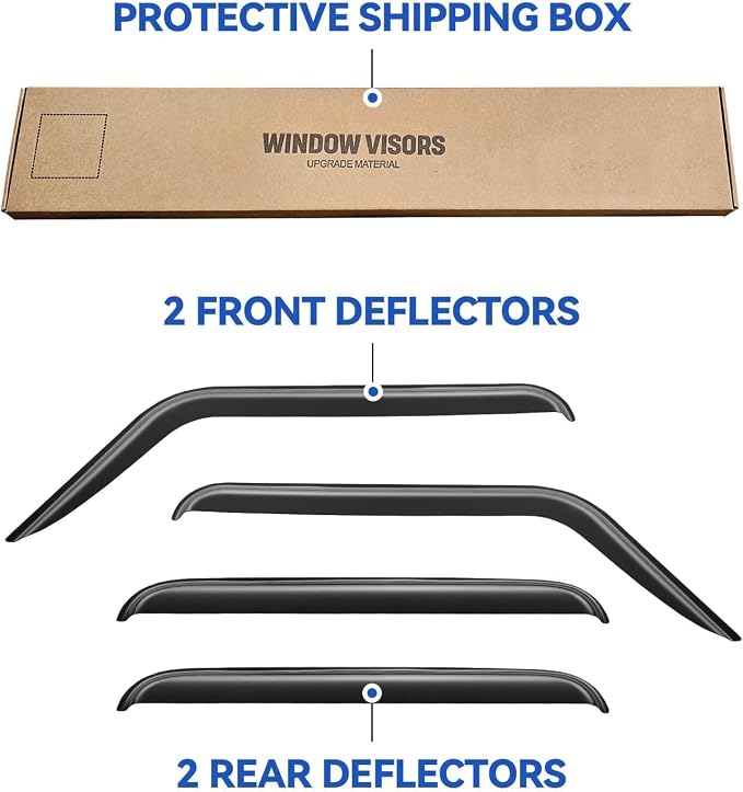 Window Visors Rain Guards for 2020-2026 Jeep Gladiator, Out-Channel Window Vent Wind Deflectors Visors Shades for 20-26 Gladiator
