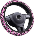 Elastic Steering Wheel Cover Car Accessories Cute Universal 15 Inch Absorbing Sweat Non-Slip Breathable for Woman - Pink Leopard Printed