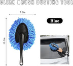 Car Dash Duster Brush, Super Soft Microfiber Multi-Functional Car Cleaning Brush, Scratch Free Dash Dusting Tool with a Anti-Skid Handle for Vehicle Home Kitchen Cleaning (Blue)