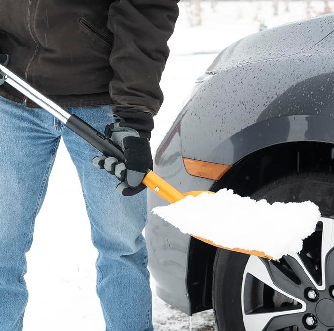 3-in-1 Emergency Shovel for Car or Truck, Foldable with Ice Scraper, Ice Brush, Compact Storage for Vehicle or Hiking, Use in Snow, Dirt, Ice, or Gravel