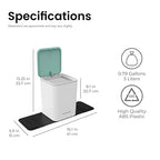 Mini Car Trash Can with Press Lid, 3L / 0.79 Gallon Small Garbage Bin, Foldable Leak-Resistant Design with Weighted Non-Slip Base for Car Floor & Center Console (White & Green)