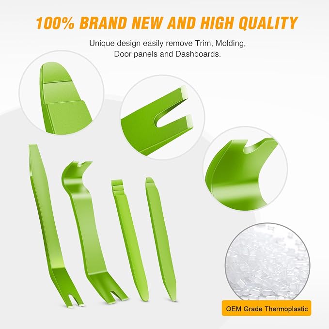 5PCS Auto Trim Removal Tool Kit No-Scratch Removal Tool Kit for Car Audio Dash Panel Window Molding Fastener Remover Tool Kit-Green