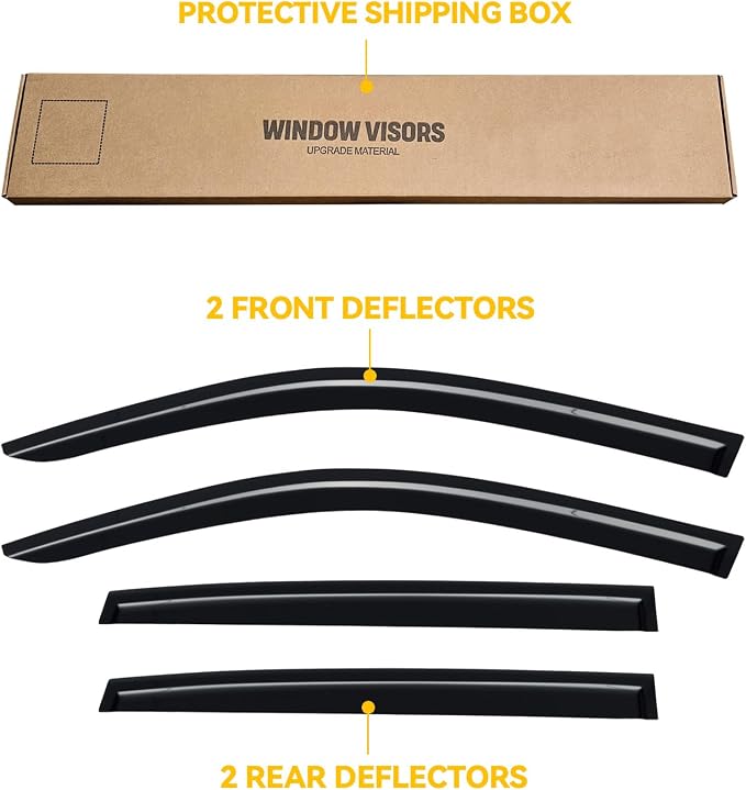 Rain Guards for 2023-2026 Honda HRV HR-V, Out-Channel Window Visor Shields Vent Deflector Shade Wind Dark Smoke 2024 2025 23 24 25 26, Tape-On Outside-Mount, 4PCS