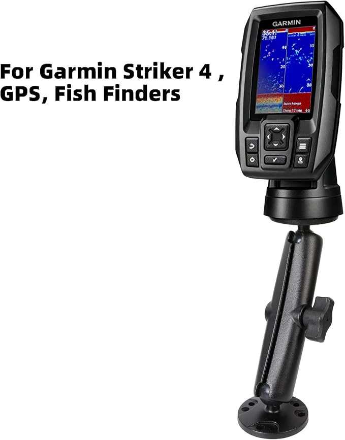 Fish Finder & 1" Ball Mount with Aluminum Long Arm, AMPS Round Plate for RAM Mounts/GPS/Boats/Vehicle, T-Bolt Attachment for Track Systems, Compatible with Humminbird, Raymarine
