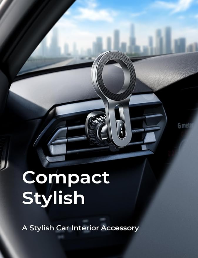 Upgraded for MagSafe Car Mount, Magnetic Phone Holder for Car Vent Phone Mount, Air Vent Car Phone Holder Mount, Magnetic Car Phone Holder for iPhone 17 Pro Max 16/15/14/13/12, Carbon Fiber