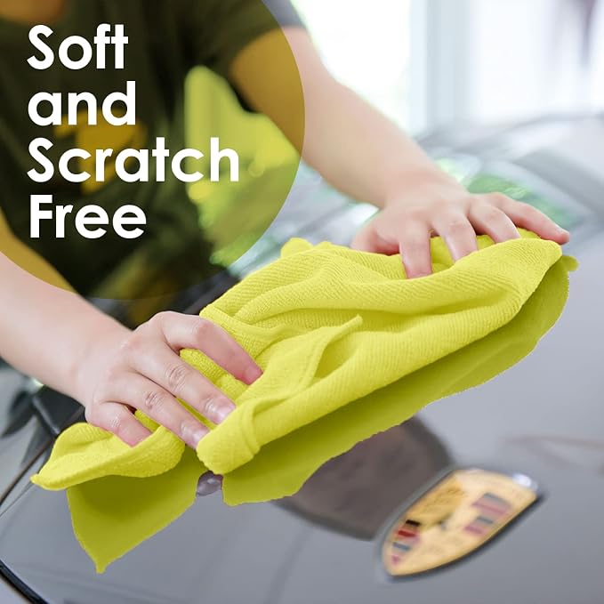 Microfiber Cleaning Cloths (Value Pack of 36) - Size 16 x 16 Inches, Highly Absorbent Cleaning Rags, Lint Free, Reusable and Washable, Microfiber Towels for Cars