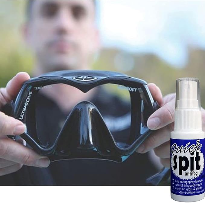 Jaws Quick Spit Anti-Fog Spray for Swim Goggles, Eye Glasses, Snorkel Mask, Scuba Divers, and Safety Eyewear, Made in the USA