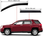Extra Durable Outside-Mount Auto Vent Window Visor, Fits 2010-2017 GMC Terrain, UV Protection Rain Guard, Original Wind Deflector, No-Drill Easy Install, Dark Smoke, 4-Pcs