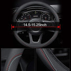 Latest Nappa Leather car Steering Wheel Cover, Stylish Non-Slip Leather car Interior 15 inches Universal（Black）