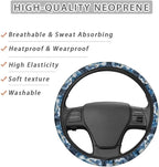 Marble Texture Blue Pattern Car Steering Wheel Cover Car Wheel Cover Protector Steering Wheels Accessories Easy to Install Car Decoration Universal Fit Car Truck SUV Van