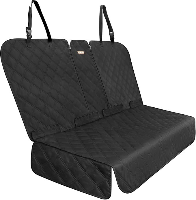 ALLANSING Back Seat Cover for Compact Cars and SUVs Rear Split Bench - 900D Oxford Waterproof Non-Slip Car Seat Protector for Messy Kids & Drooling Dogs, Easy Clean(Black)