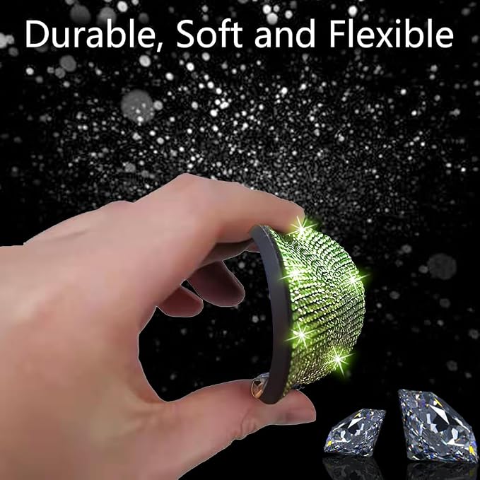 2pcs Bling Car Cup Holder Coaster, 2.75 inch Anti-Slip Shockproof Universal Fashion Car Coasters Insert Bling Crystal Rhinestone Automotive Interior Accessories for Women (2 pcs, Light Green)