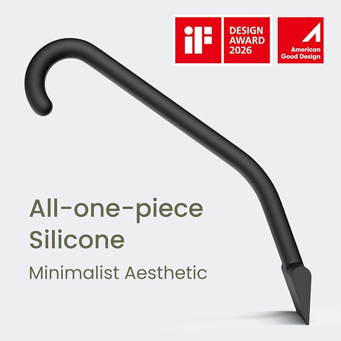 JustHang Shower Squeegee for Glass Doors, All-One-Piece Award-Winning Silicone Squeegee with Built-in Hook for Bathroom, Window, Mirror, Tile Wall,Car, Streak-Free Cleaner Tool,10-Inch Black
