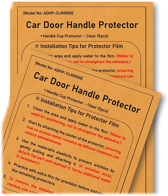 [3M]-5pcs Customized Car Door Handle Cup Protector Made with 3M Paint Protection Film, Sticker/Guard, Clear(Transparent), Anti Scratch, Universal Fit for Most Cars (Clear/5pcs)