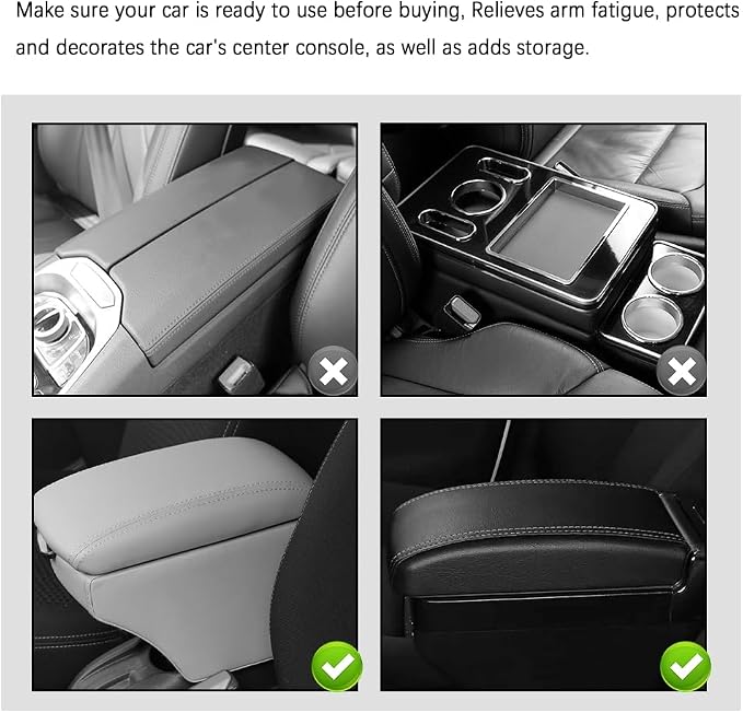 carleef Thin Arm Rest Cover for Car,Leather+Memory Foam Center Console Cover with Storage Bags,Universal Middle Console Cover Car Accessories Interior for Most Cars Center Consoles (Green)