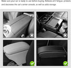 carleef Thin Arm Rest Cover for Car,Leather+Memory Foam Center Console Cover with Storage Bags,Universal Middle Console Cover Car Accessories Interior for Most Cars Center Consoles (Green)