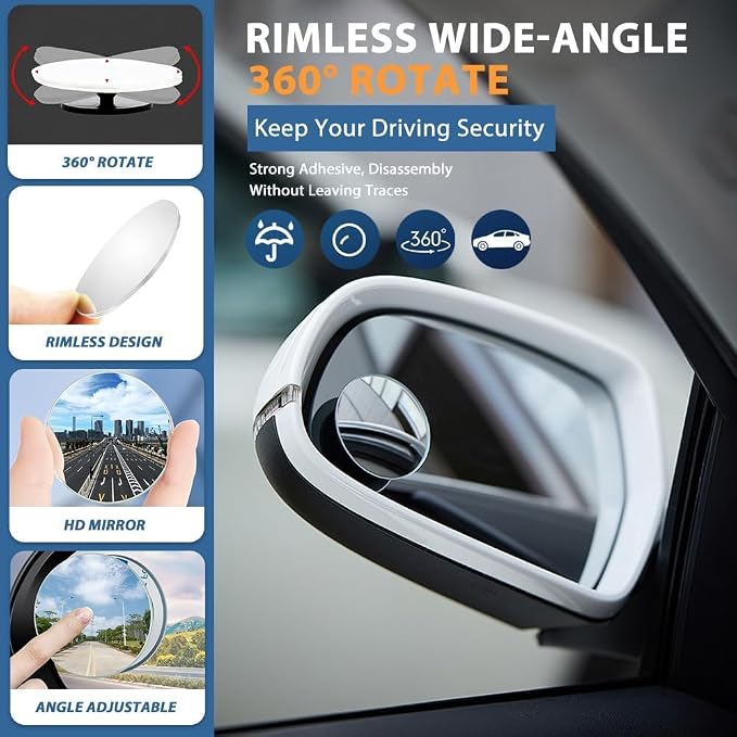 2 Blind Spot Mirror for Lincoln Corsair 2020-2025 | High definition glass with wide angle view 360-degree rotation adjustable base eliminate blind spots on side rearview mirrors