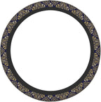 Floral Steering Wheel Cover Car Elastic Steering Wheel Protector | Blue Gold Anti-Slip Breathable Car Accessories Interior for Women Men Universal 15 Inch Fit Auto SUVs Vans Truck