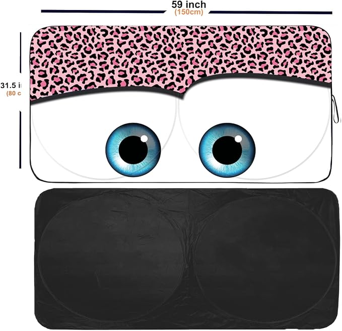 Windshield Sun Shade Car Sun Shade 2026 Pink Car Accessories for Women Car Shades for Front Window Girly Windshield Cover Sunshades for Summer Heat Portection(Pink Leopard, S)