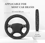 Black Leopard Cheetah Steering Wheel Cover for Women Girls, Anti-Slip High Elastic Breathable Soft Rubber Car Steering Wheel Cover, Universal 15 Inch Fit for Cars, Auto, SUVs