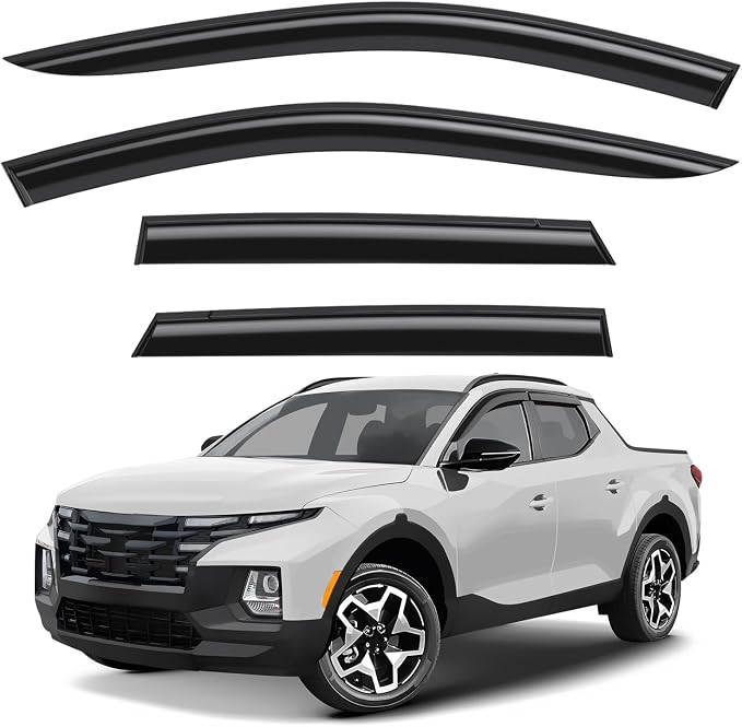 GrandWheel Window Deflectors Smoke Tinted Tape-On Side Window Vent Visor Deflectors Rain Guards Compatible with Hyundai Santa Cruz 2022-2026 - 4pcs. GW0378
