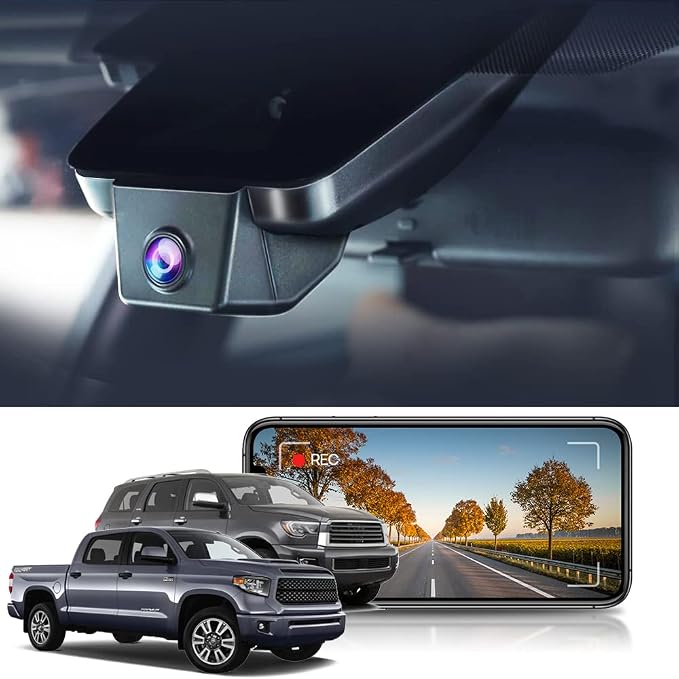 4K Dash Cam Suitable for Toyota Tundra 2017-2021 & Sequoia 2017-2022 Limited SR5 Platinum TRD Pro, Integrated OEM Look, High Definition 2160P Video WiFi, G-Sensor, Loop Recording, 64GB Card