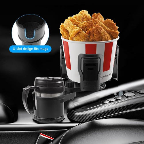 2 in 1 Car Cup Holder Expander, Multifunctional Expandable Car Cup with 360° Rotating Cup Holder Adapter Extender for Car with Adjustable Base Cup Holder Organizer for Large Water Cups and Drinks