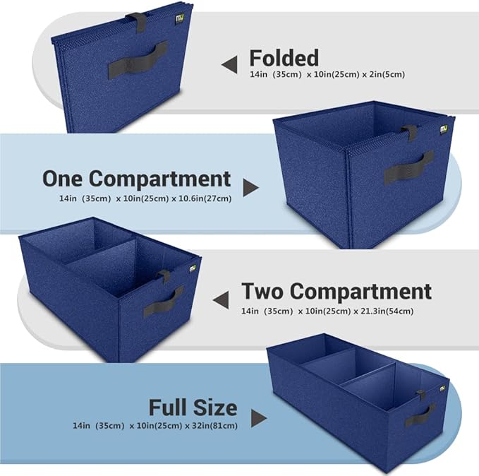 Trunk Organizer for Car, Car Organizer, Sturdy Trunk Organizer for SUV, Non-Slip Bottom, Storage Organizer for Sedans, Van, Jeep, Grocery, Large 3 Compartments, Blue 32"×13"×10.6"