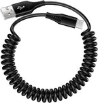 USB to USB C Cable iPhone 17e Coiled 3FT Car Charger Cord for iPhone 16e/16/16 Pro/16 Pro Max/Plus/17/Air/17 Pro/17 Pro Max, Retractable Auto Type C Fast Charging for Samsung Galaxy A17 S26,Pixel 10