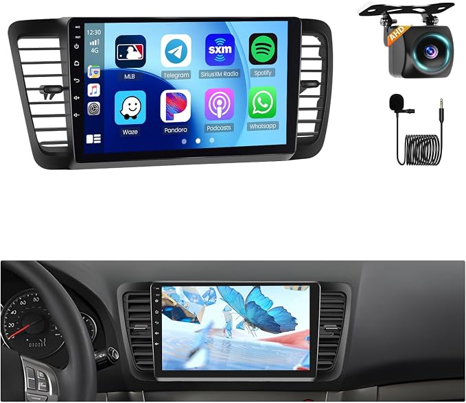 8 Core Car Radio for Subaru Legacy Outback 2005-2009, 9 inch HD IPS Touch Screen for Legacy Outback Bluetooth Radio with CarPlay/Android Auto, Bluetooth 5.0, 32EQ, 4GB+64GB