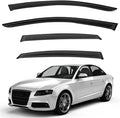 4pcs Front+Rear Smoke Tint Sun/Rain Guard Outside Mount Tape-On Vent Window Visors Compatible with 09-16 B8 A4/A4 Quattro/S4 4-Door Sedan