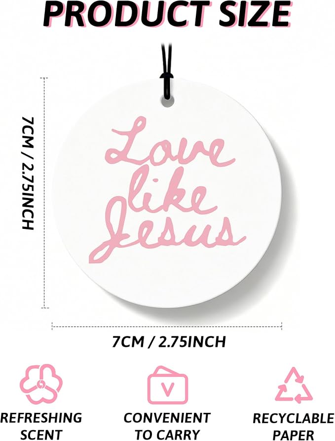 Pink Christian Car Air Freshener 4 Pcs, Coquette Pink Bow Bible Verse Religious Hanging Air Freshener for Cars Closet Drawer Books, Cute Christian Car Accessories Mirror Decor for Women
