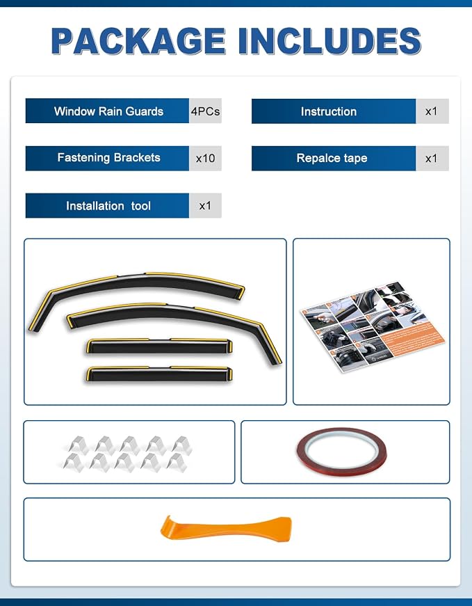 in-Channel Window Rain Guards Fit for GMC Terrain 2018-2024,Rain Guards Visors Vent Visors Window Deflector, Vent Shades Car Accessories -4 pcs
