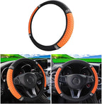 Bling Car Steering Wheel Cover, 15 Inch Rhinestones Soft Leather Elastic Steering Wheel Protector, Sparkly Crystal Diamond for Women Girls (Orange)