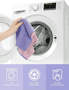 Microfiber Cleaning Cloth Roll -60 Pack, Tear Away Microfiber Towels, 12" x 12", Reusable, Washable, Scratch Free, Ultra Absorbent Dishcloth for All-Around Cleaning (Pink & Lavender)