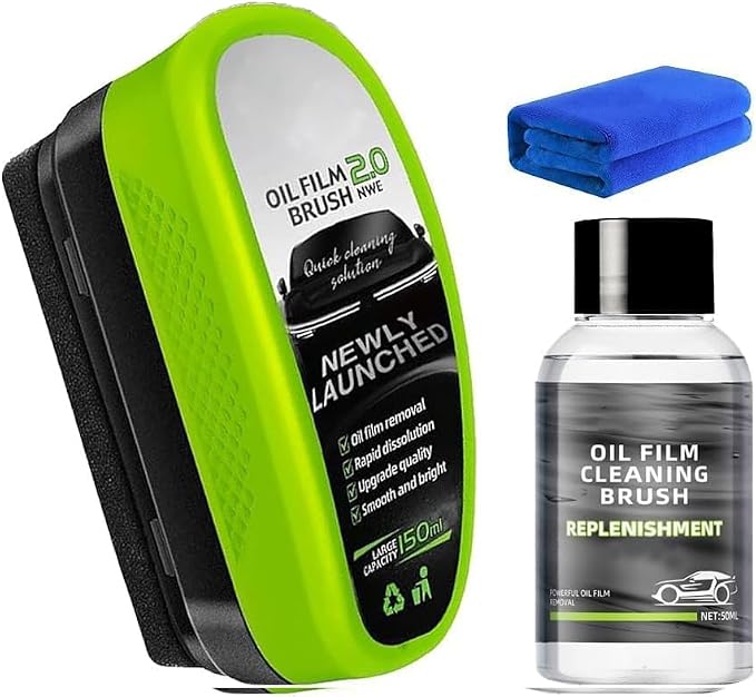 Oil-Free Car Glass Brushes, 2.0 Upgrade Clearvision Car Windshield Cleaner,Oil Film Cleaning Brush for Cars Window, Clearvision Cars Windshield Cleaner Tool, Prevents Rain and Fog (1SET)