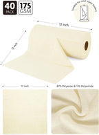 Microfiber Cleaning Cloth Roll -40 Pack, Tear Away Microfiber Towels, 12" x 12", Reusable, Washable, Scratch Free, Ultra Absorbent Dishcloth for All-Around Cleaning Supplies (Beige)