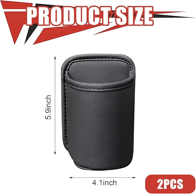 Car Door Cup Holder, Clip On Waterproof Car Window Cup Holder, Multifunctional Leather Door Storage Pocket, Universal Auto Interior Organizer Accessories for Most Cars (Black)