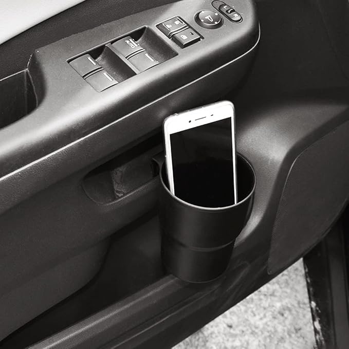 Car Cup Holder Hook, Wear-Resistant Auto Drink Holder 3.54'' Caliber Window Door Cup Holder with Ventilation Clip for Coffee Water Bottles Key Coin Brown