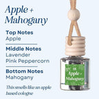 C&E Craft Co Hanging Car Air Freshener Diffuser 2 Pack, Long Lasting Fragrance Oil Car Freshener, Glass Bottle Auto Air Freshener, Made in USA (Apple & Mahogany + Teakwood & Mahogany)