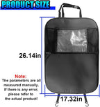 Car Kick Mats Back Seat Protector, Multifunctional Leather Car Rear Seat Hanging Storage Bag, Easy-to-Clean Auto Interior Backseat Organizer Accessory for SUVs, Trucks, Cars (Black)