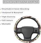 Car Steering Wheel Covers White Sweat Absorption Comfort Grip, Horse Painting Universal 14-15 inch Stretch-on Fabric Keep Warm Steering Wheel Protector for Women