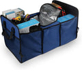 Car Trunk Organizer, Oxford Fabric Waterproof & Anti-Slip Vehicle Storage Box with Leak Proof & Insulated Cooler Bag, Large Capacity Foldable Auto Storage Box for Car, SUV, Truck (Blue)