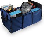 Car Trunk Organizer, Oxford Fabric Waterproof & Anti-Slip Vehicle Storage Box with Leak Proof & Insulated Cooler Bag, Large Capacity Foldable Auto Storage Box for Car, SUV, Truck (Blue)