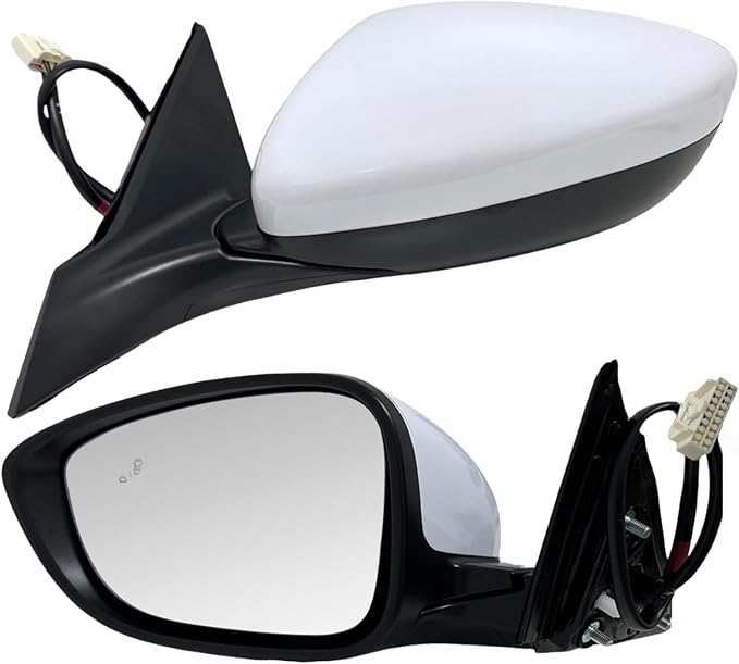Left Driver Side Mirror Compatible with 2018-2022 Honda Accord LX Sport Power Glass | Heated | with Blind Spot | Manual Folding Repalces HO1320329 (7Pins-Pearl White)