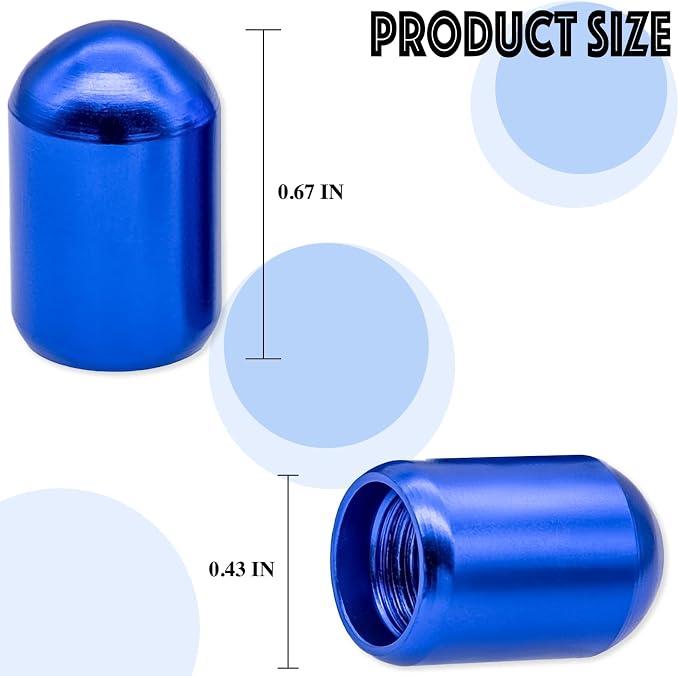 12PCS Tire Valve Stem Caps, Aluminum Alloy Tire Air Caps, Corrosion Resistant Leak-Proof, Universal Wheel Valve Covers for Cars, SUV, Trucks, Bikes, Motorcycles, Bicycles(Blue)
