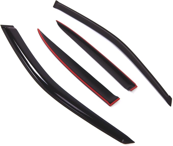 Outside Mount Window Vent Visors Rain Guards Compatible with Honda Civic Sedan 2001-2005 | Side Window Wind Deflectors Rain Shields | Black Tinted, 4 Pcs Set, BGWV-221