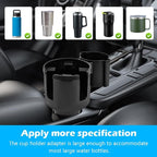 1 Pack Car Cup Holder Expander 2 in 1 Adapter with Expandable Base, Car-Seat Headrest Hook 4 Pack Hanger Storage Organizer fit Universal Vehicle Car Mugs in 2.2"-4.2" (10-48oz)