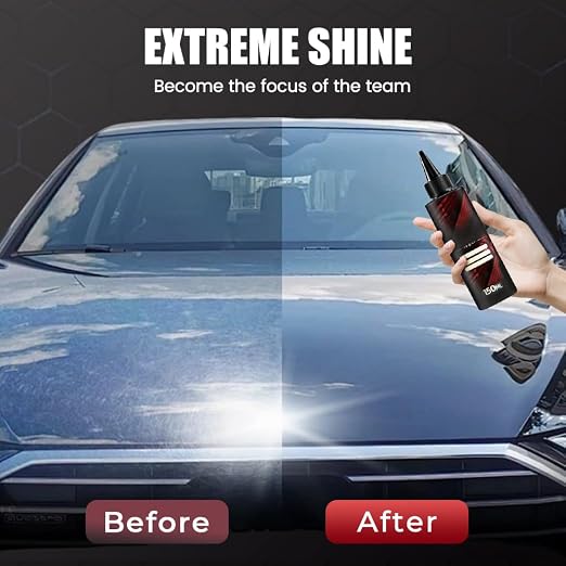 Glass Polishing Liquid D1,2025 New Car Glass Polishing Compound Windshield Cleaner Glas Oil Film Remover with Sponge,Auto Glass Polish Removes Swirls, Scratches, Wiper Marks & Oil Film (2)